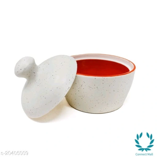 Handcrafted White Red Marble Ceramic Butter Pot with Lid - POT